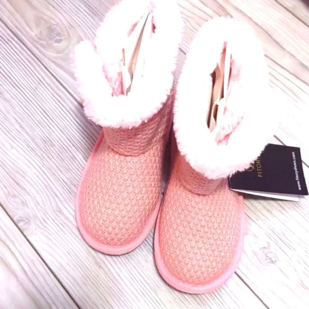(71-A5001)  Fitory Shoes Girls Knitted Snow Boots Sz 6